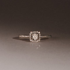 Masami Diamond Halo Engagement Ring 0.25ct Pave Set in 9K Yellow Gold