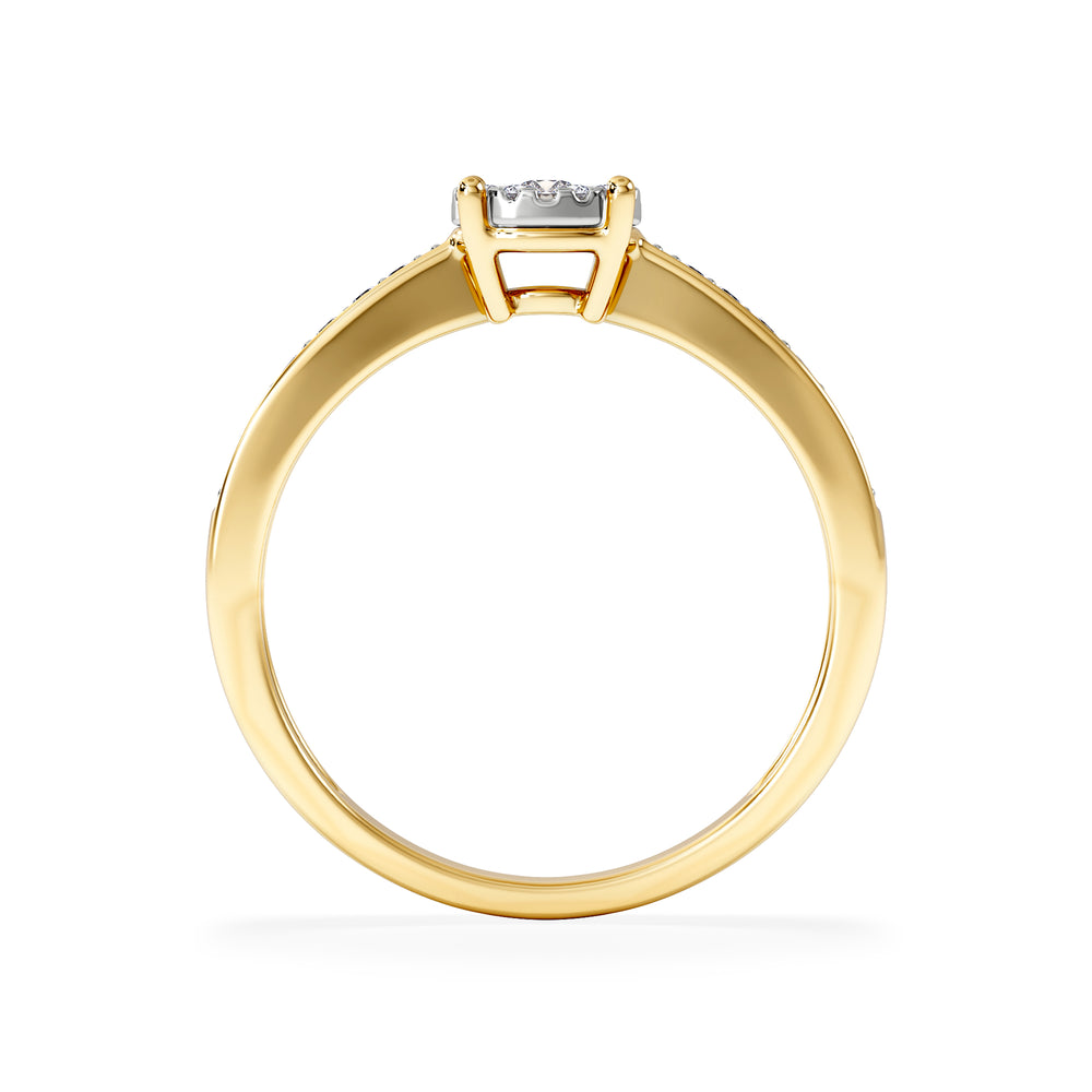 Masami Diamond Engagement Ring 0.20ct Pave Set in 9K Yellow Gold