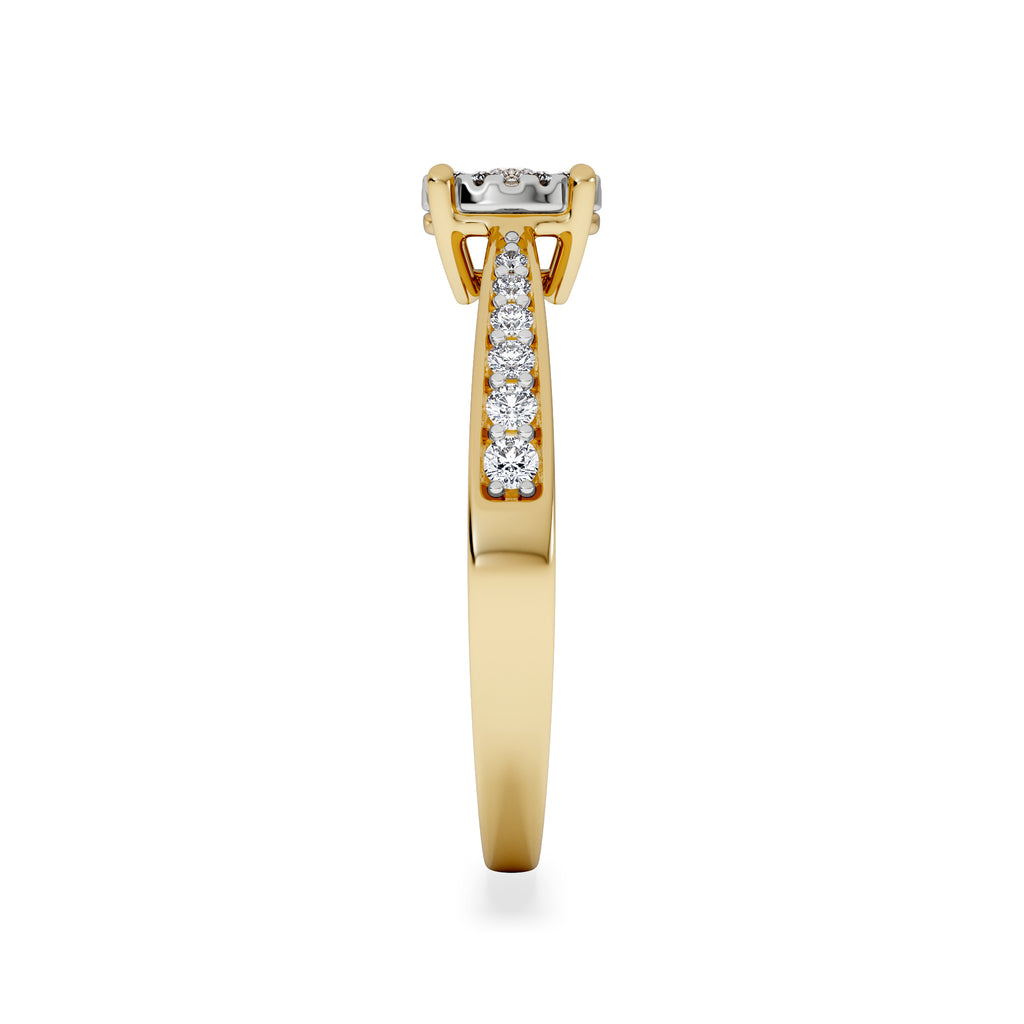 Masami Diamond Engagement Ring 0.20ct Pave Set in 9K Yellow Gold