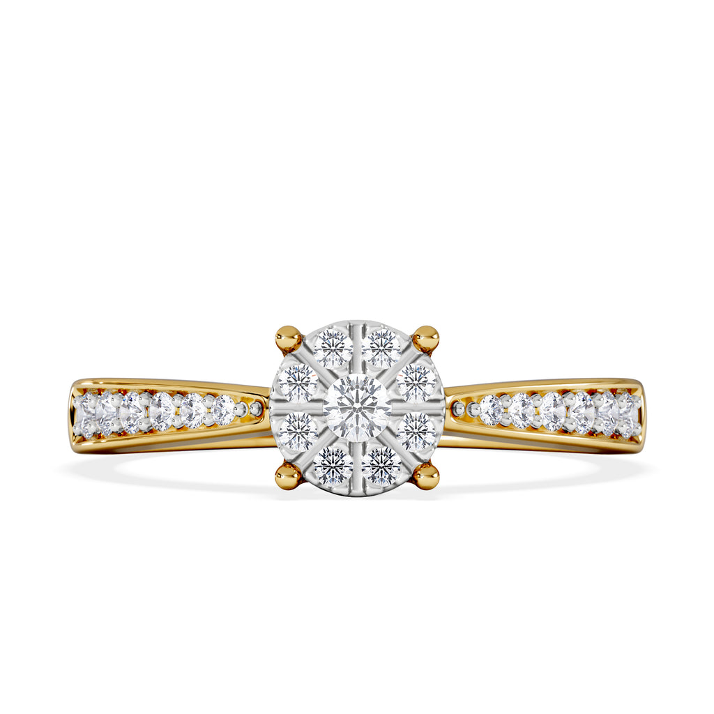 Masami Diamond Engagement Ring 0.20ct Pave Set in 9K Yellow Gold