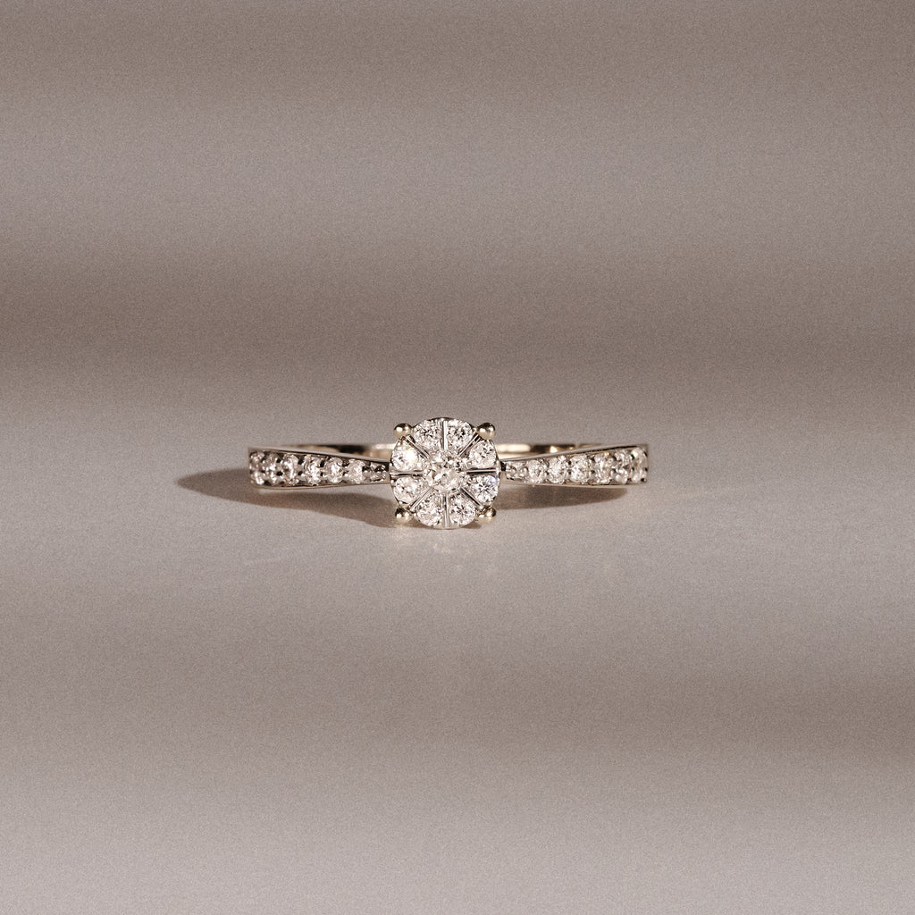 Masami Lab Diamond Engagement Ring 0.20ct Pave Set in 18K Gold Vermeil