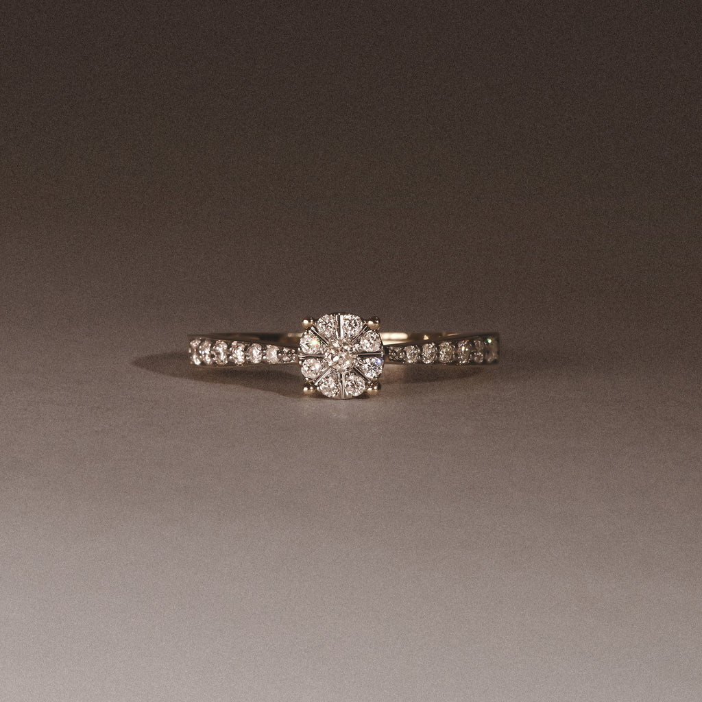 Masami Diamond Engagement Ring 0.20ct Pave Set in 9K Yellow Gold