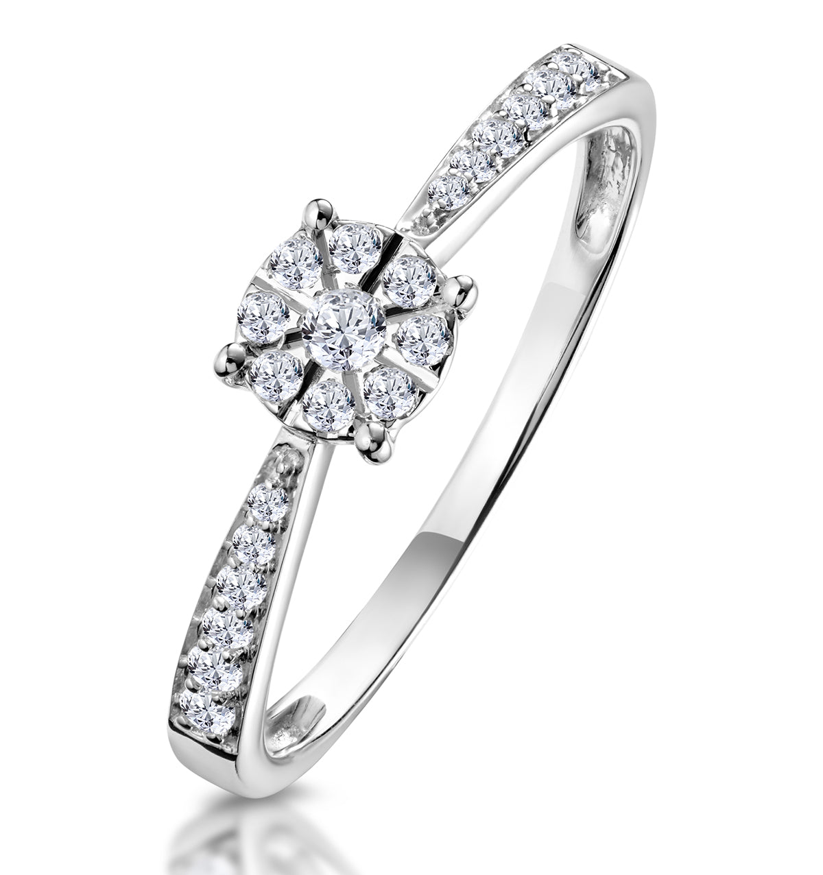 Masami Engagement Ring 0.20ct Pave Set 9K White Gold