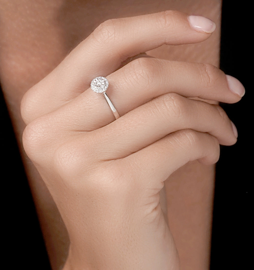 Masami Diamond Engagement Ring 0.20ct Pave Set Halo in 9K White Gold