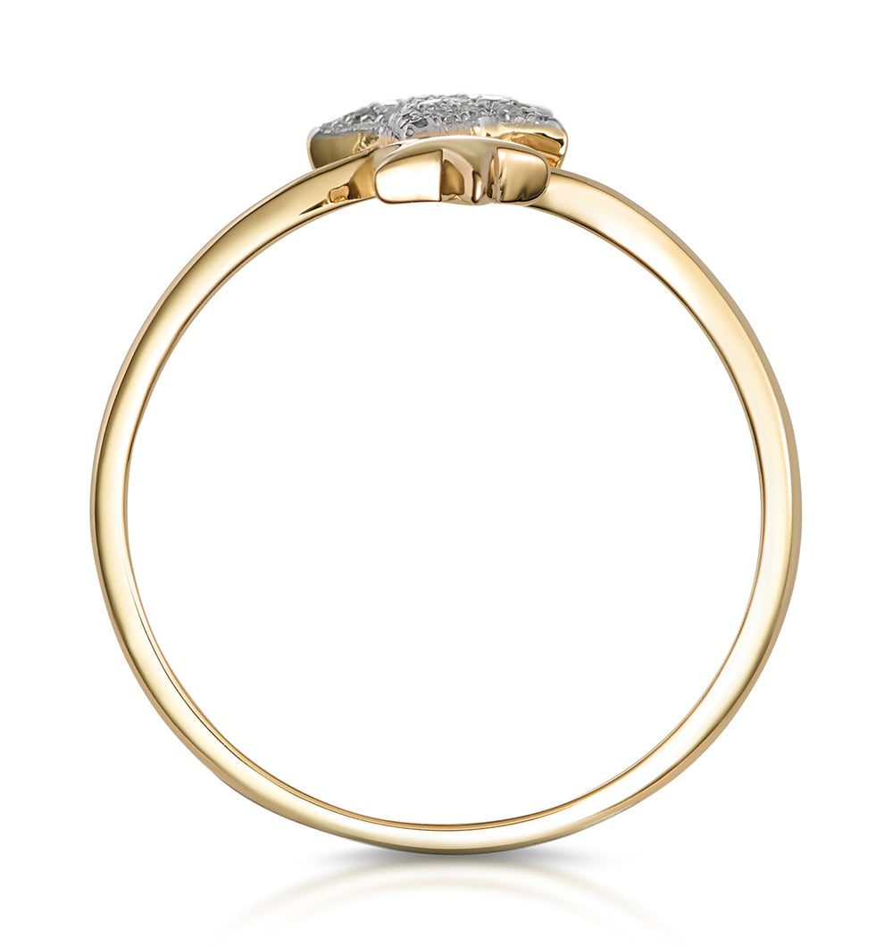 Diamond 2 Stars Ring in 9K Gold From Stellato Collection SIZE L