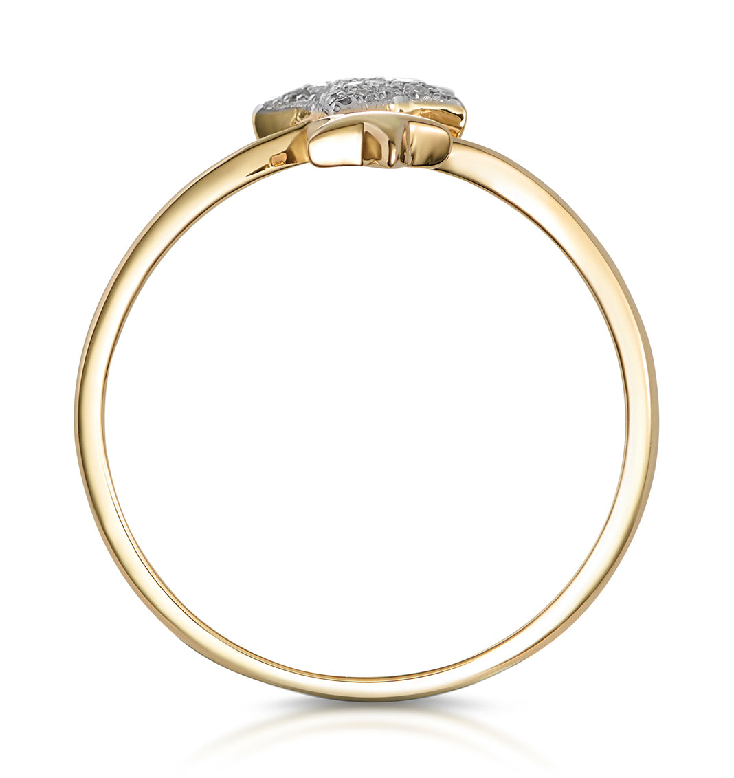 Diamond 2 Stars Ring in 9K Gold From Stellato Collection SIZE L