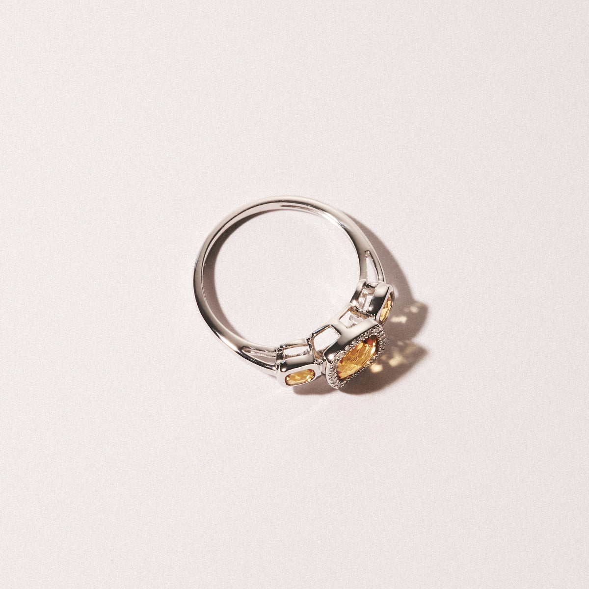 Halo 1.26ct Citrine and Diamond Stellato Ring in 9K White Gold