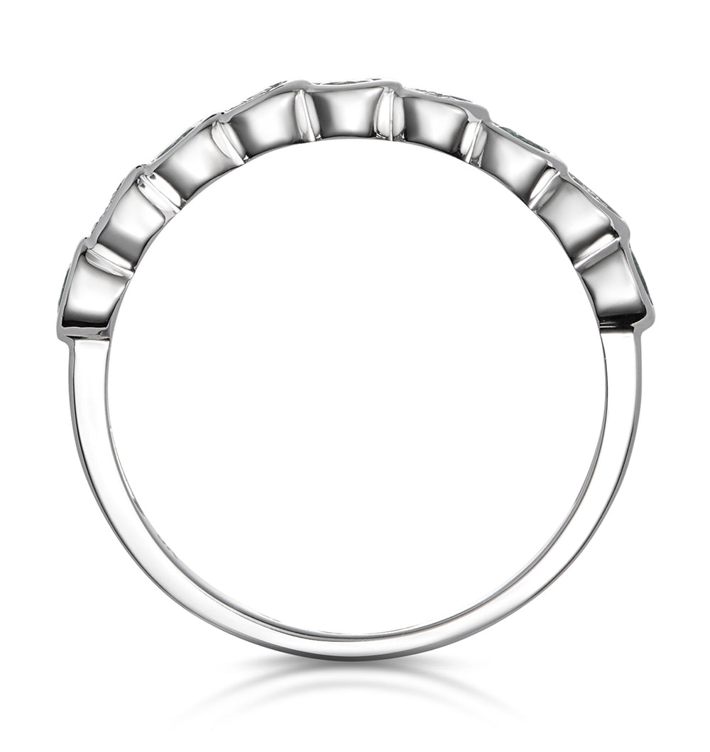 Stellato Emerald and Diamond Eternity Ring in 9K White Gold - SIZE I