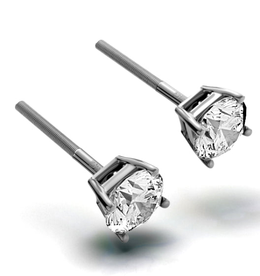 Diamond Earrings 1.00CT Studs H/SI Quality in 18K White Gold - 5.1mm
