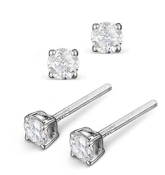 Diamond Earrings 0.30CT Studs Premium Quality in 18K White Gold 3.4mm