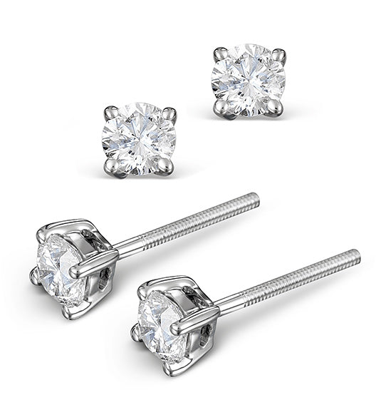 Diamond Earrings 0.40CT Studs Premium Quality in 18K White Gold 3.8mm