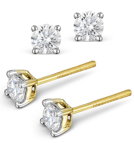 Diamond Stud Earrings 4.1mm 18K Gold - 0.50CT - Premium