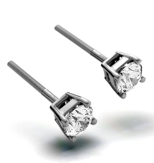 Diamond Earrings 0.66CT Studs Premium Quality 18K White Gold - 4.5mm
