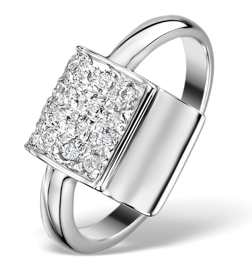 Diamond 0.13ct and 18K White Gold Ring -SIZE M 1/2