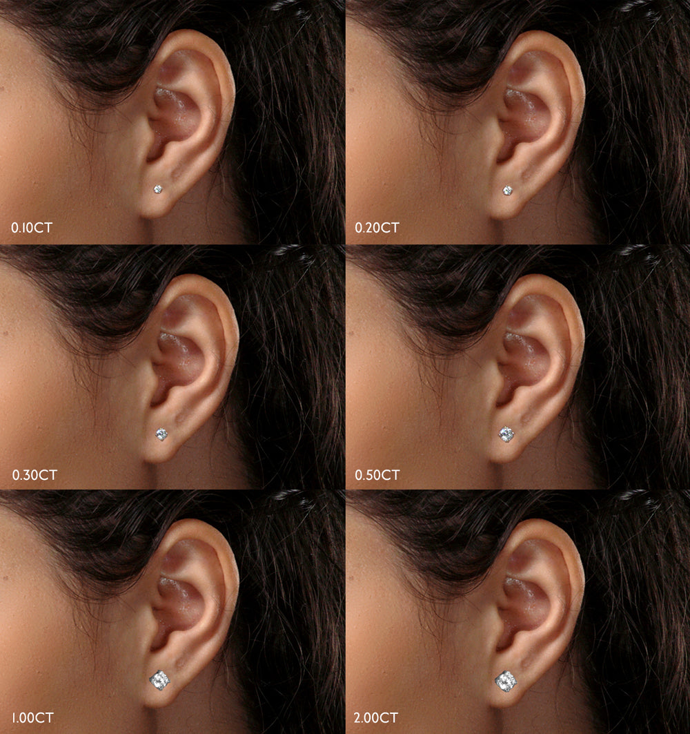Lab Diamond Studs Earrings 0.50ct H/Si Quality in 9K White Gold - 4.2mm