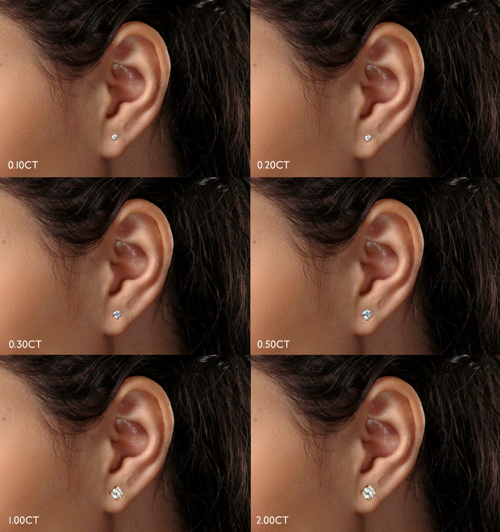 Lab Diamond Studs Earrings 0.10ct H/Si Quality in 9K Gold - 2.4mm
