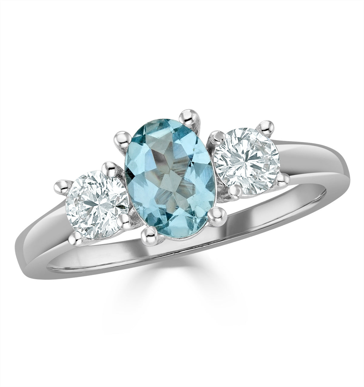 Aquamarine 0.70ct and Lab Diamonds G/Vs 0.50ct 18K White Gold Ring