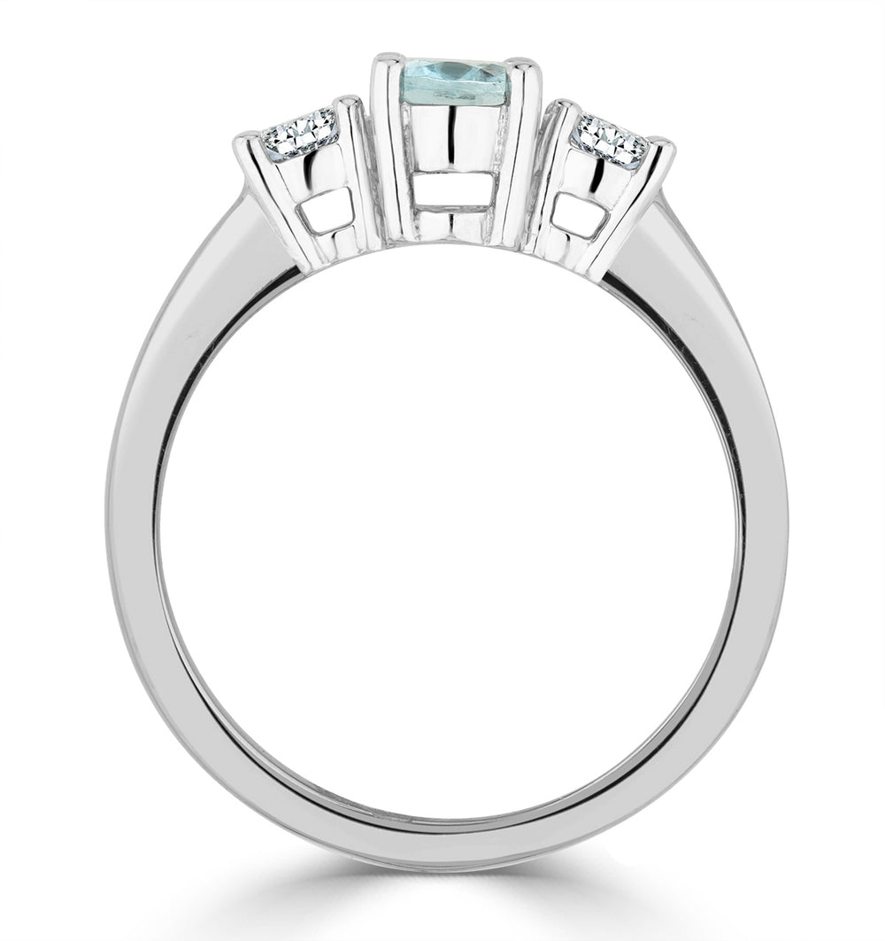 Aquamarine 0.70ct and Diamond 0.50ct Platinum Ring