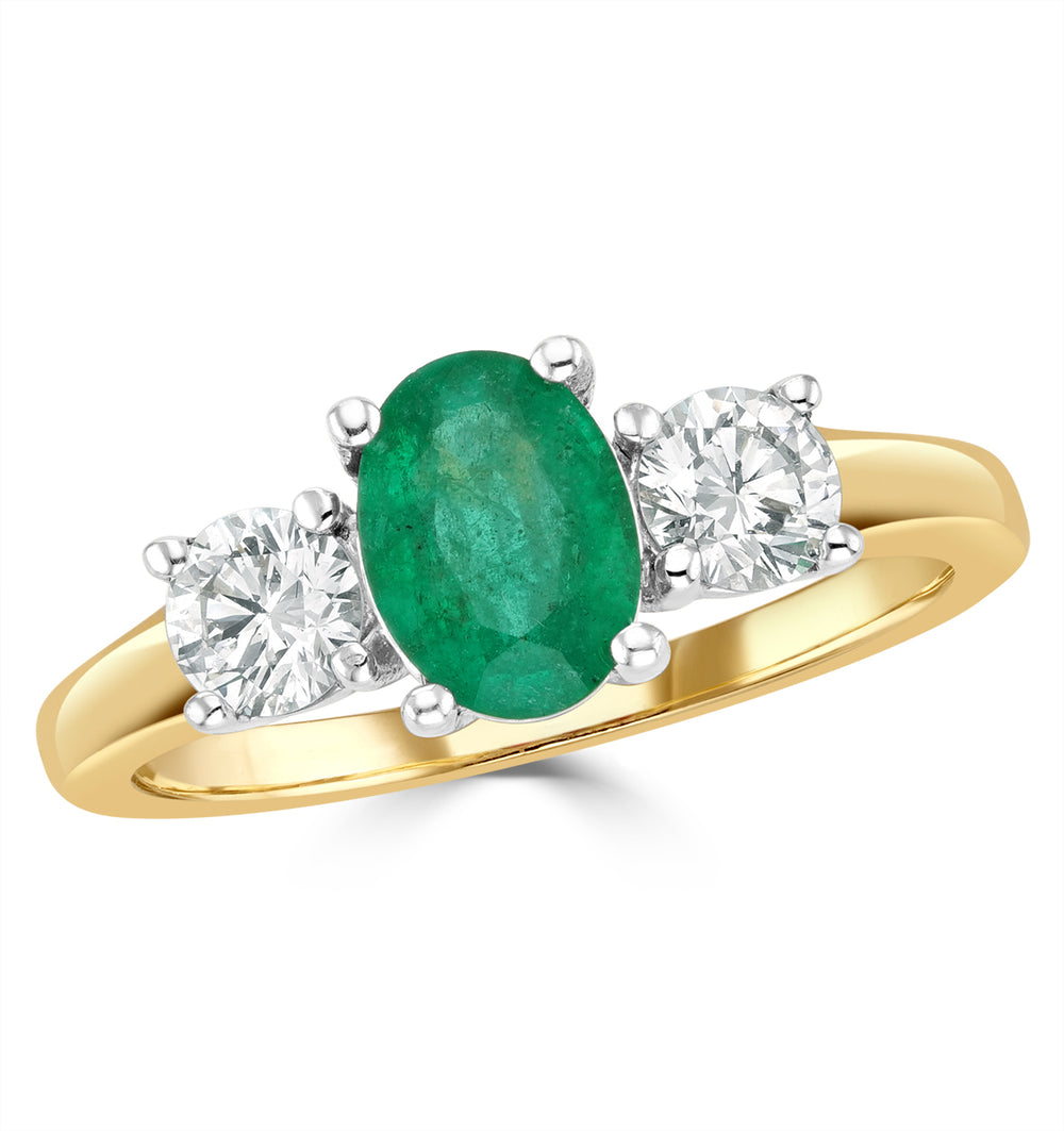 Emerald 0.70ct And Lab Diamonds G/Vs 0.50ct 18K Gold Ring FET23-G