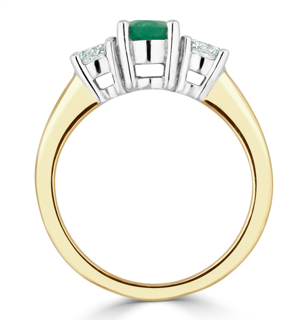 Emerald 0.70ct And Diamond 0.50ct 18K Gold Ring FET23-G