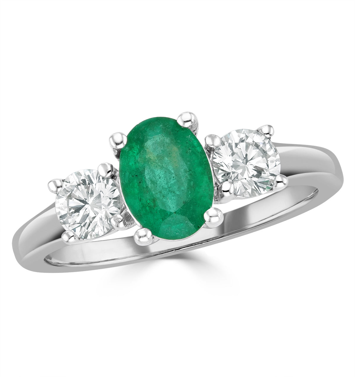 Emerald 0.70ct And Diamond 0.50ct Platinum Ring