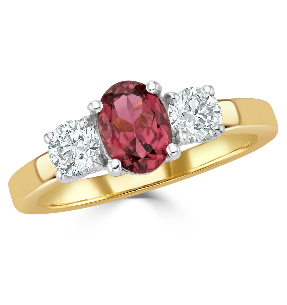 Pink Tourmaline 0.80CT and Diamond Ring in 18K Gold - FET23