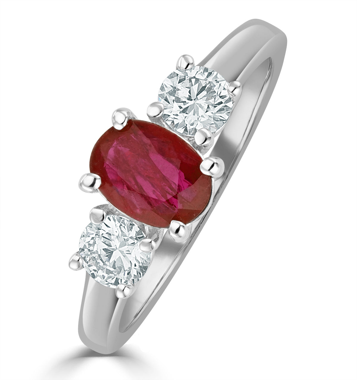 18K White Gold 0.50CT H/SI Diamond and 1.15CT Ruby Ring