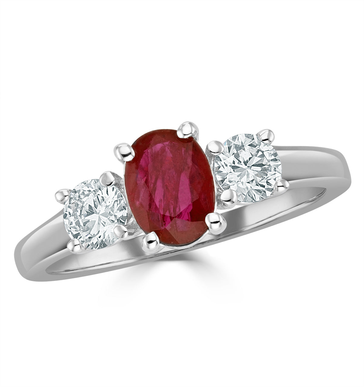 18K White Gold 0.50CT H/SI Diamond and 1.15CT Ruby Ring