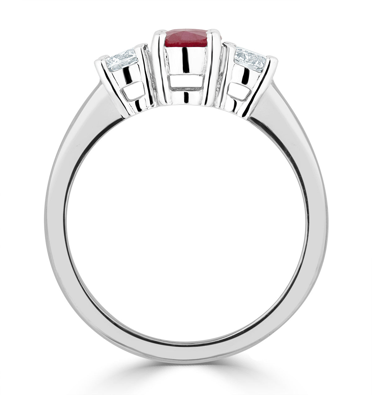 18K White Gold 0.50CT H/SI Diamond and 1.15CT Ruby Ring