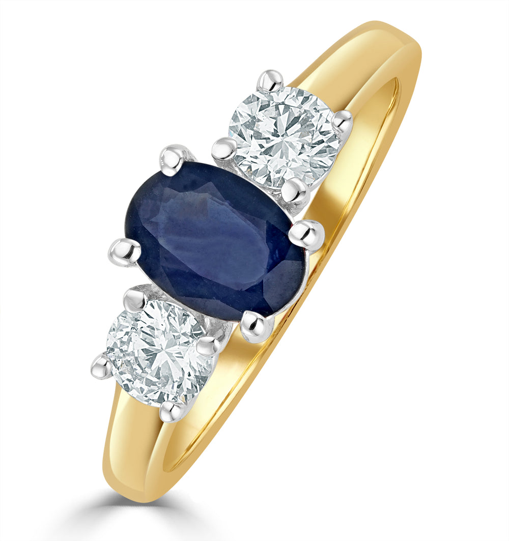 Sapphire 0.80ct And Lab Diamonds G/Vs 0.50ct 18K Gold Ring FET23-U