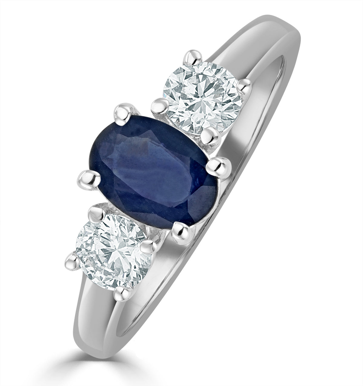 Sapphire 0.80ct And Lab Diamonds G/Vs 0.50ct 18K White Gold Ring
