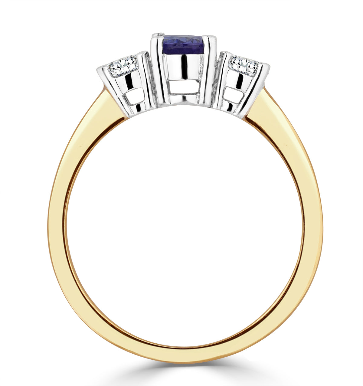 Tanzanite 7 x 5mm And Diamond 18K Gold Ring FET23-V