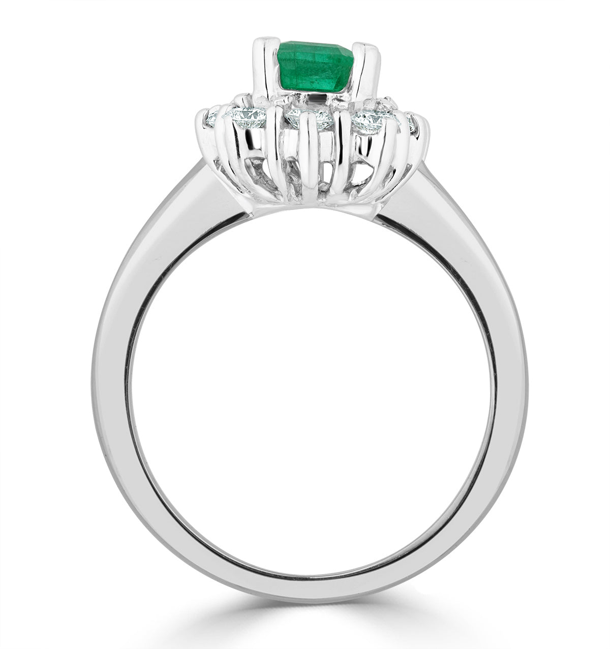 Emerald 1.00ct And Diamond 0.50ct 18K White Gold Ring