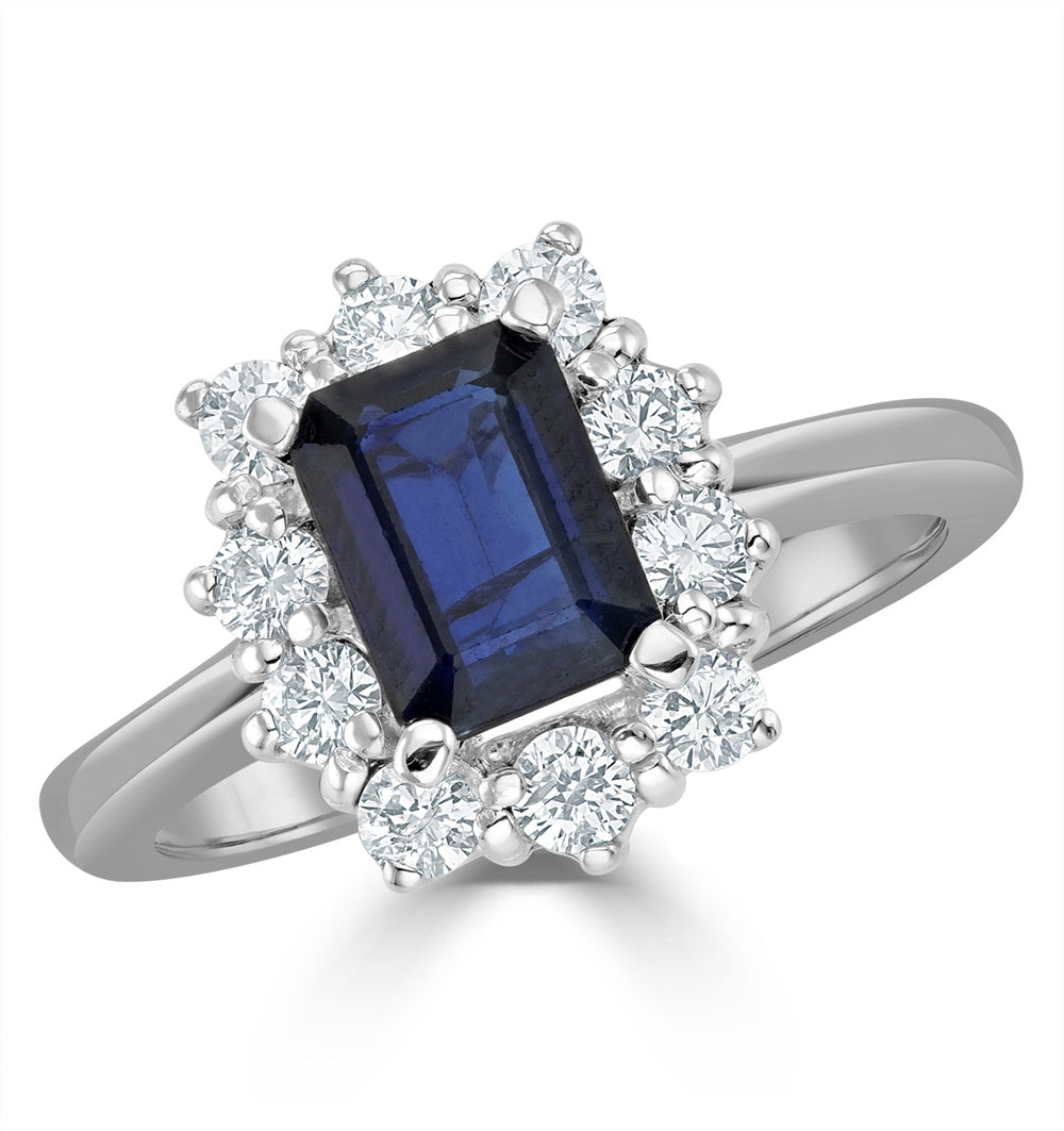 Sapphire 1.15ct And Diamond 0.50ct 18K White Gold Ring