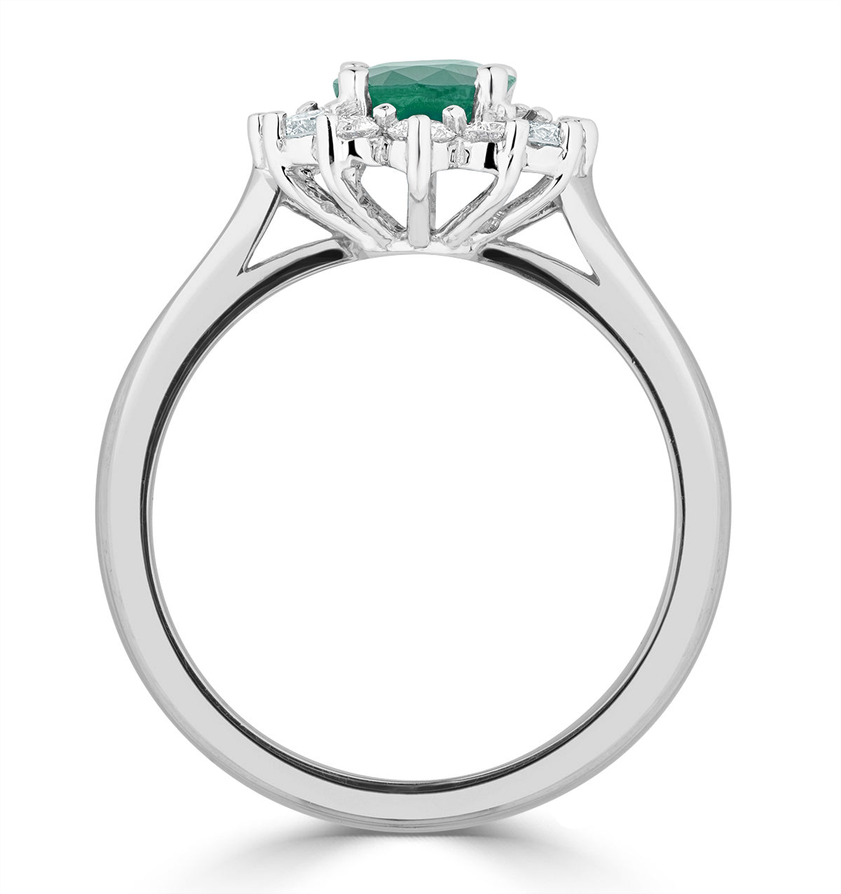 Emerald 1.15ct And Diamond 18K White Gold Ring