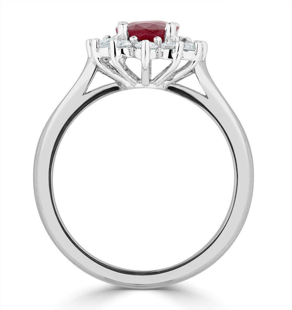 Ruby 1.35ct And Diamond 0.50ct 18K White Gold Ring