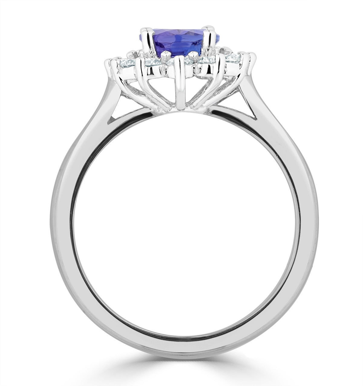 Tanzanite 8 x 6mm And 0.50ct Diamond 18K White Gold Ring