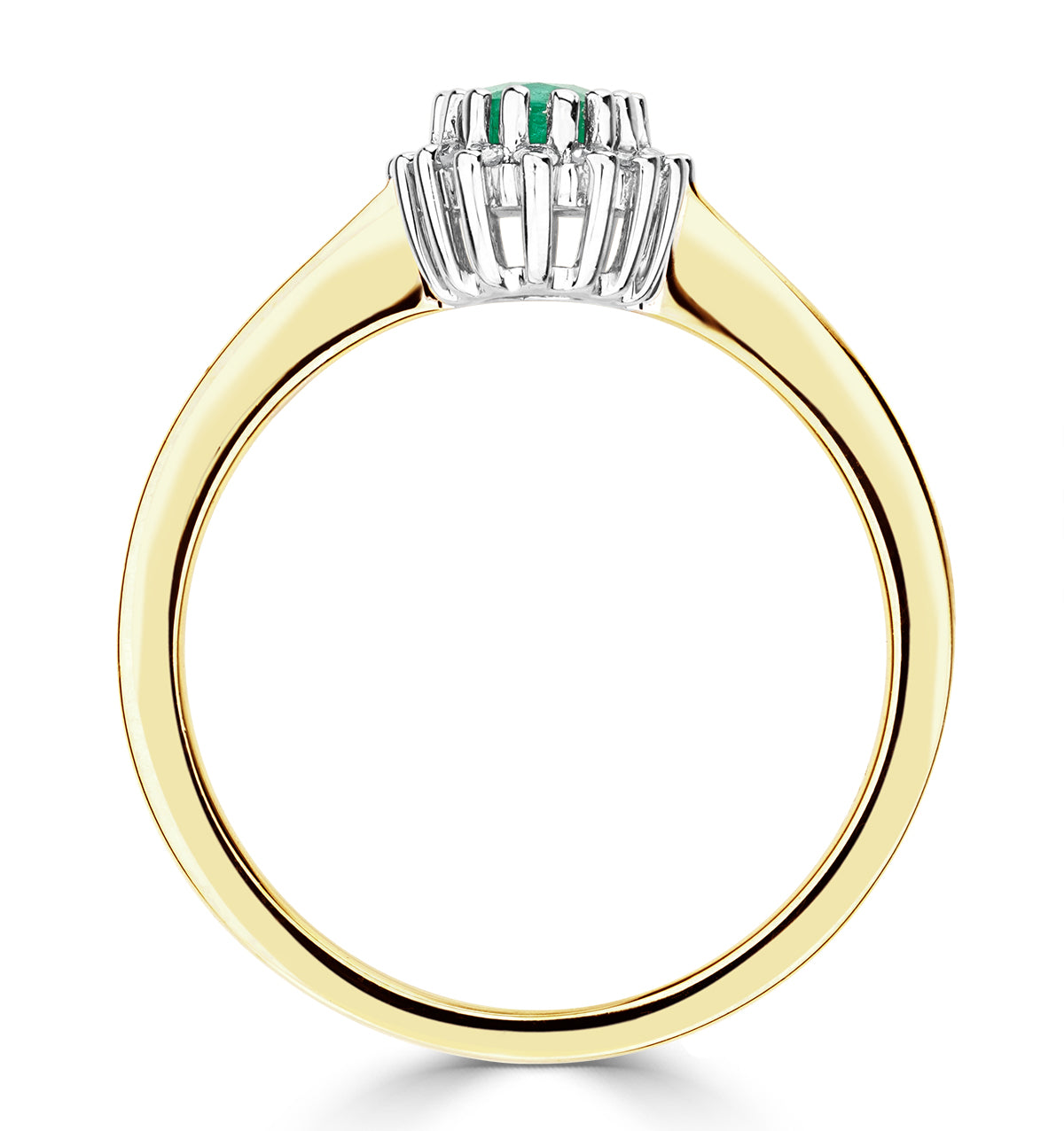 Emerald 6 x 4mm And Diamond 9K Gold Ring A3205