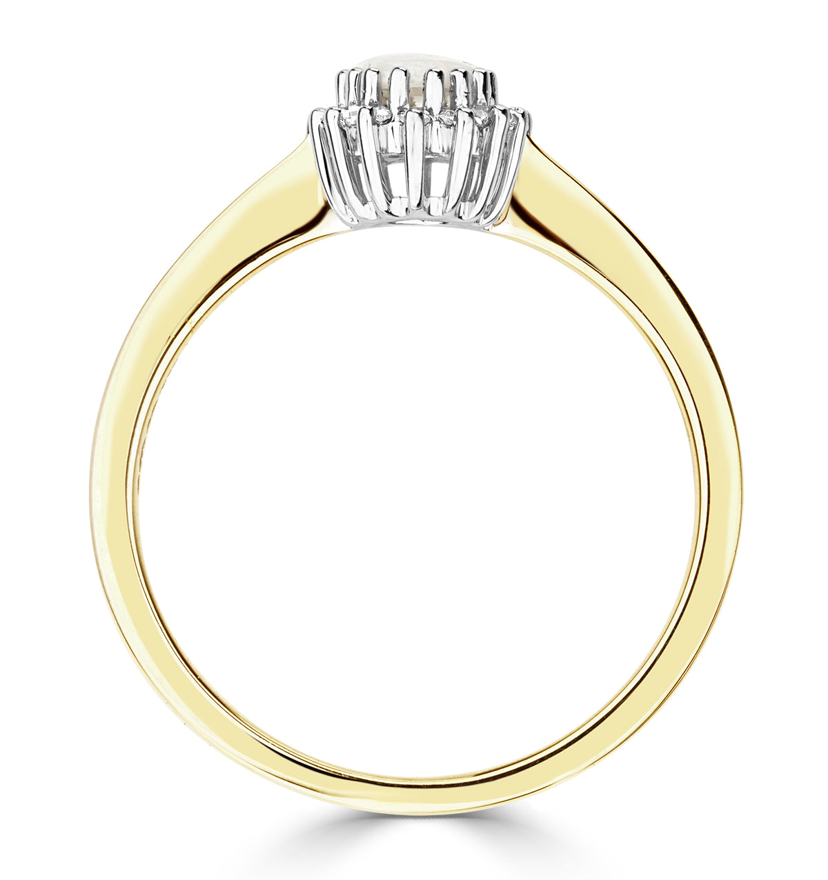 Opal 6 x 4mm And Diamond 9K Yellow Gold Ring