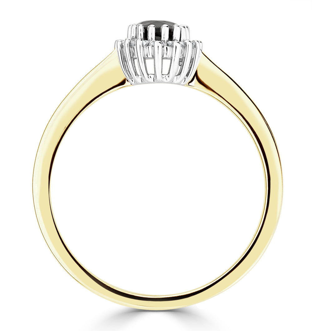 Sapphire 6 x 4mm And Diamond 9K Gold Ring