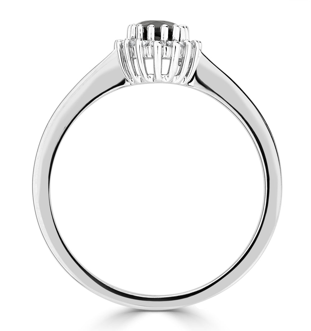 Sapphire 6 x 4mm And Diamond 9K White Gold Ring A4433