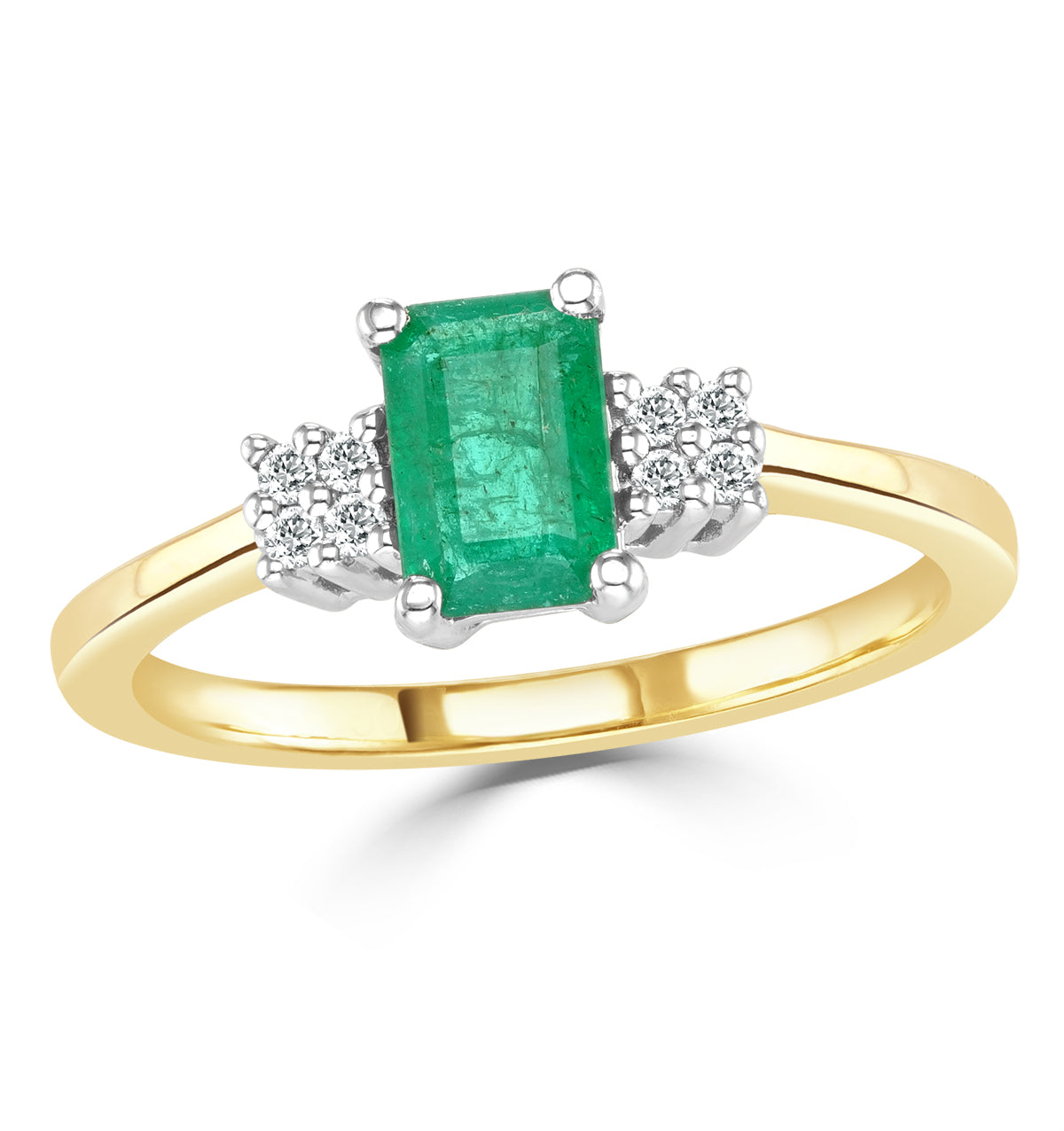 Emerald 0.65ct And Diamond 9K Gold Ring