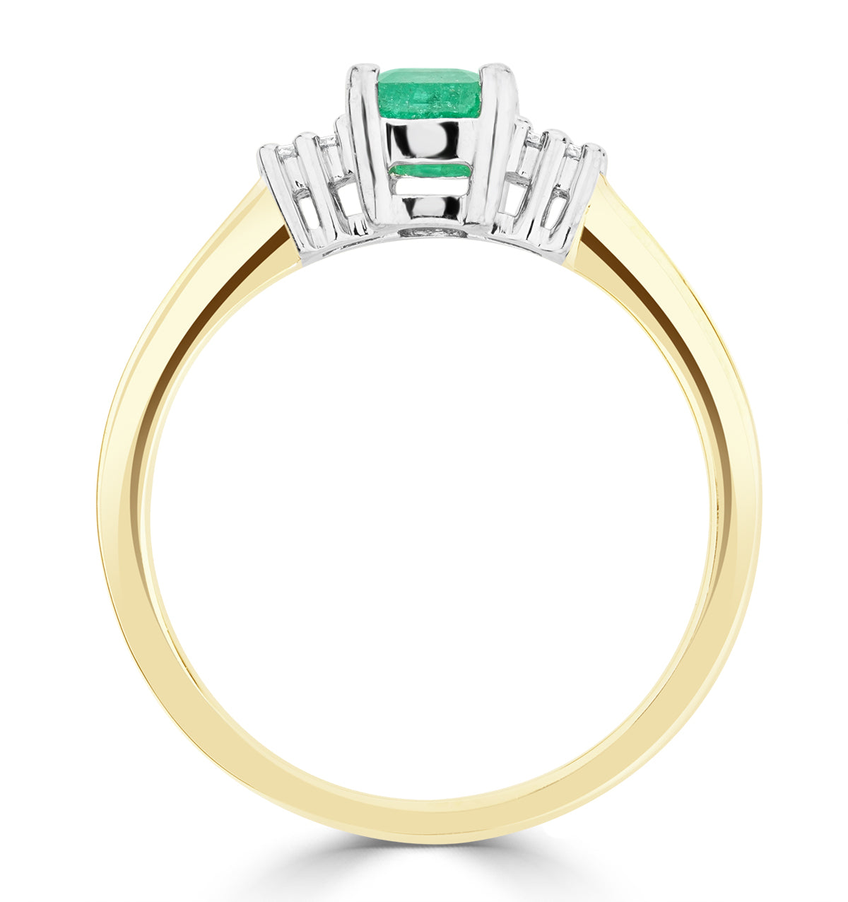 Emerald 6 x 4mm And Diamond 18K Gold Ring