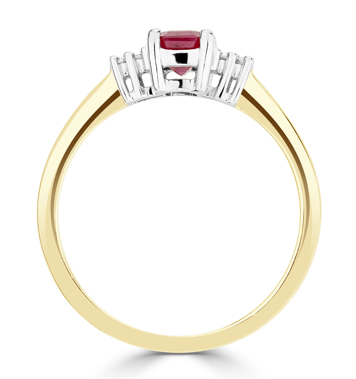 Ruby 6 x 4mm And Diamond 9K Gold Ring A4334