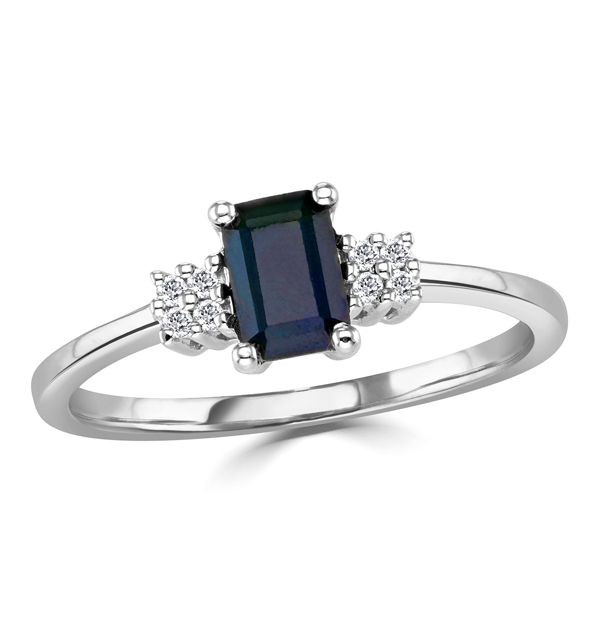 Sapphire 6 x 4mm And Diamond 18K White Gold Ring FET37-UY