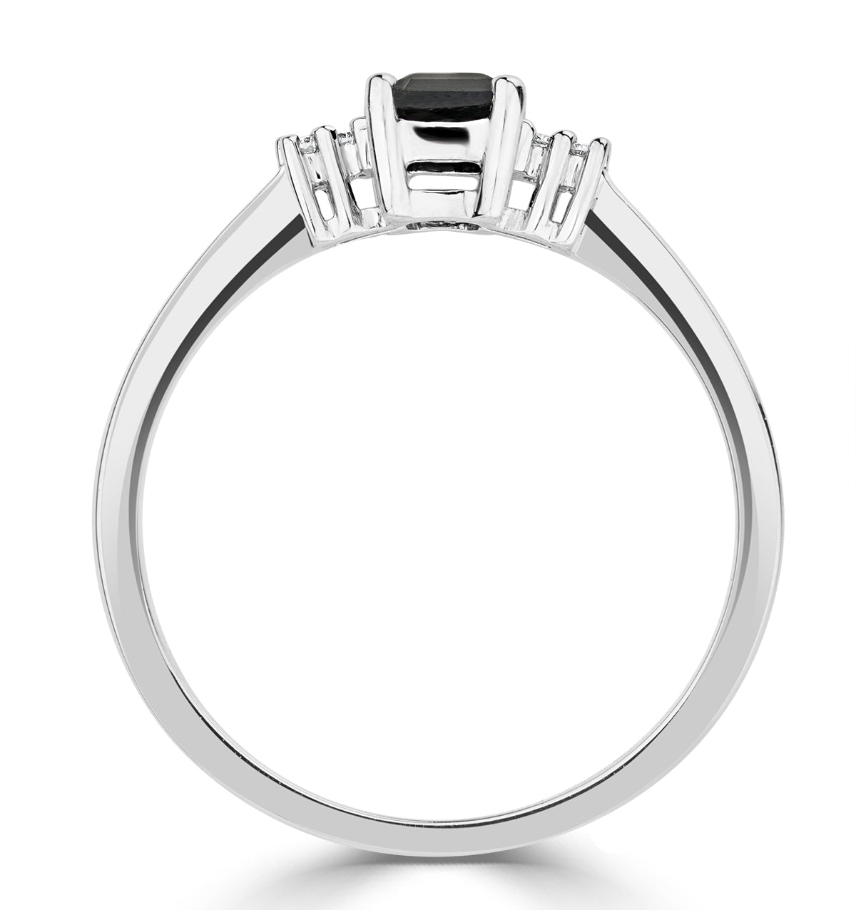 Sapphire 6 x 4mm And Diamond 18K White Gold Ring FET37-UY