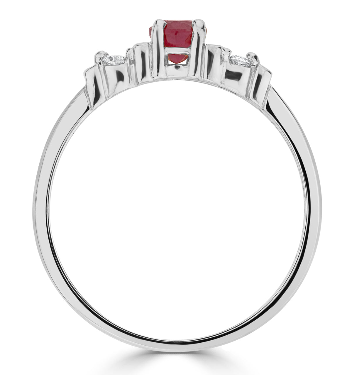 Ruby 3.75mm And Diamond 9K White Gold Ring