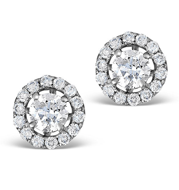 Halo Diamond Earrings - Ella 18K White Gold 0.84ct G/Vs FG26