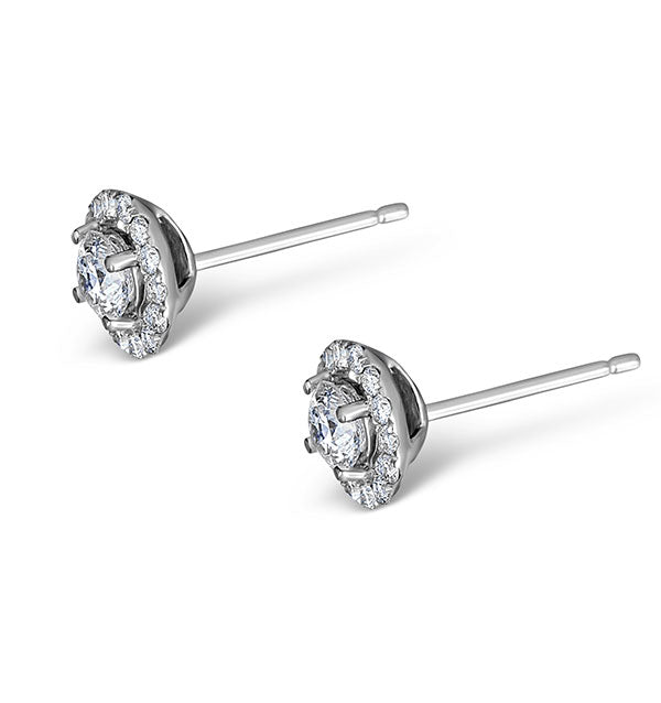 Halo Diamond Earrings - Ella 18K White Gold 0.84ct G/Vs FG26