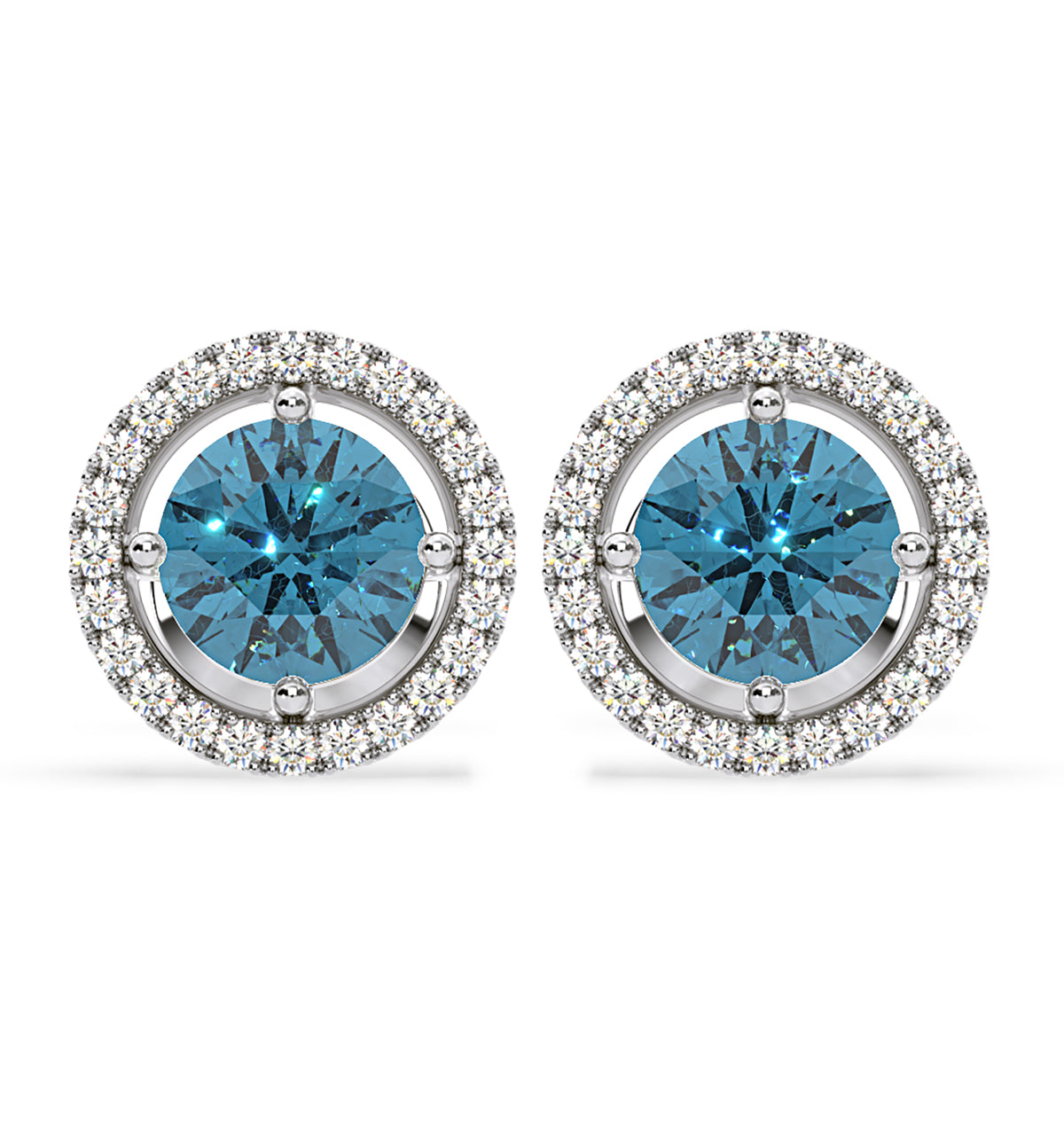 Ella Blue Lab Diamond 2.45ct Halo Earrings in 18K White Gold - Elara Collection